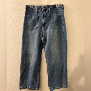 Stylish high rise wide leg jeans